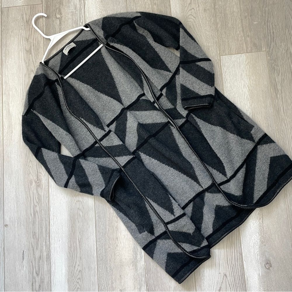 Loma London Cardigan wool cahsmere geometric open long womens Gray xsmall winter